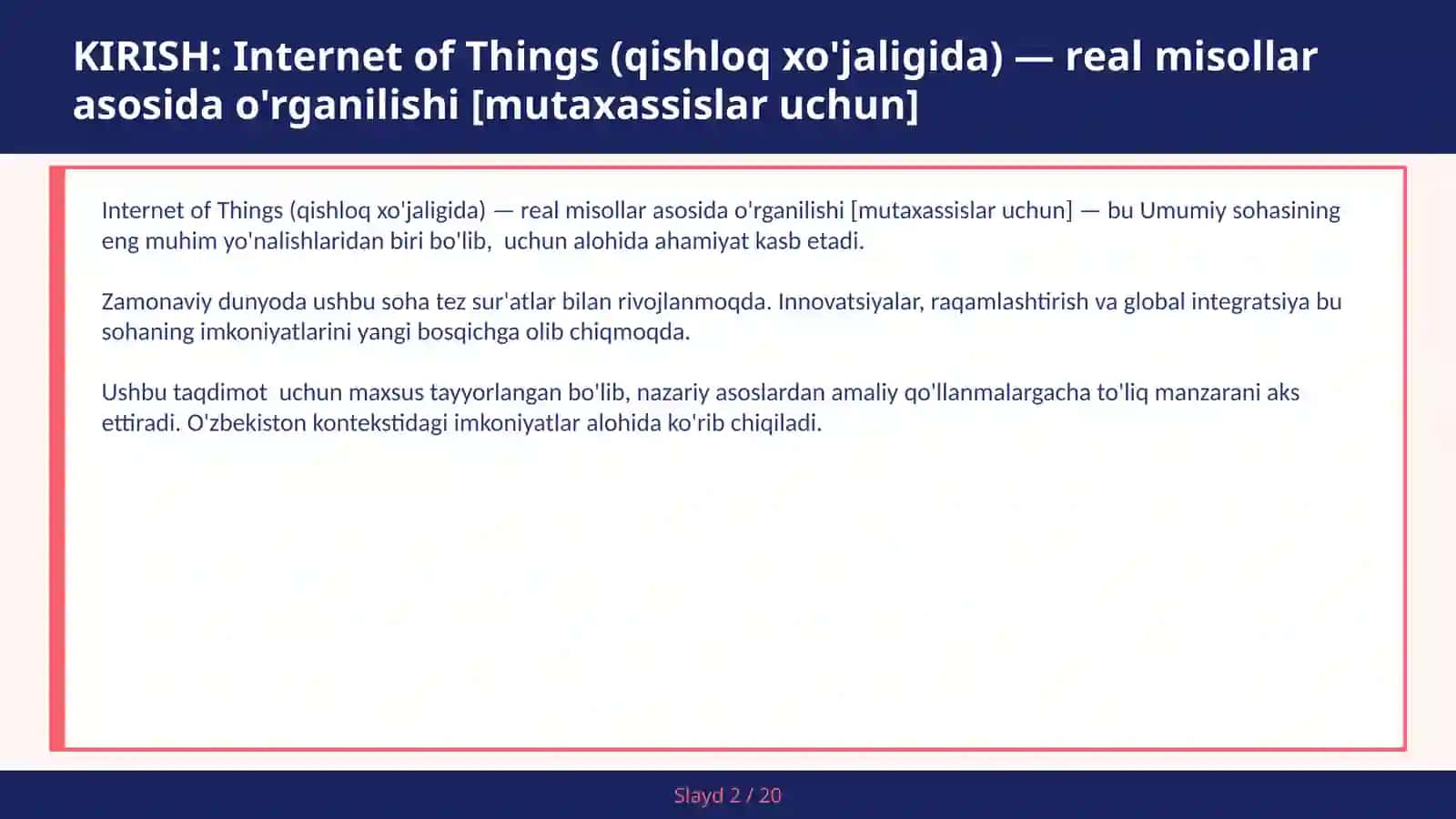 INTERNET OF THINGS (QISHLOQ XO'JALIGIDA) — REAL MISOLLAR ASOSIDA O'RGANILISHI [MUTAXASSISLAR UCHUN] 2