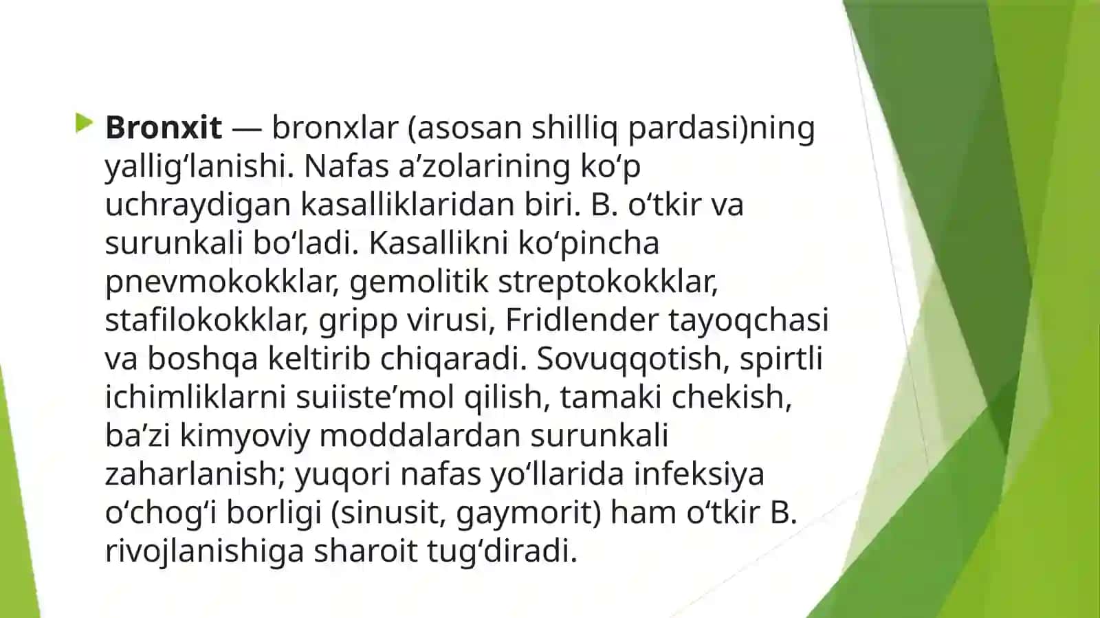 Bronxit kasalligining tashhisi va davolash usullari 2