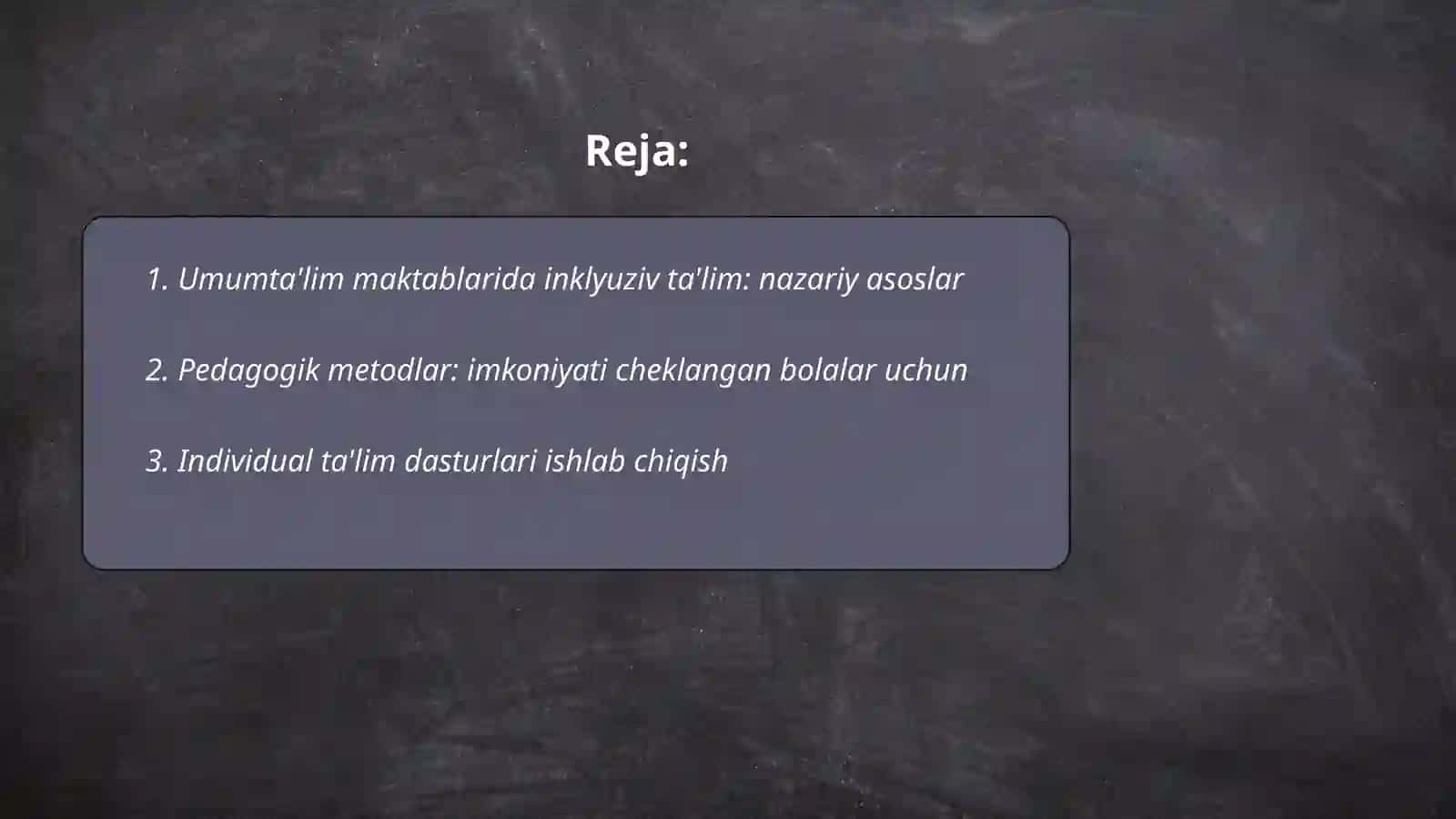 Umumta'lim maktablarida imkoniyati cheklangan bolalar o'qitish bo'yicha pedagogik jarayon 2