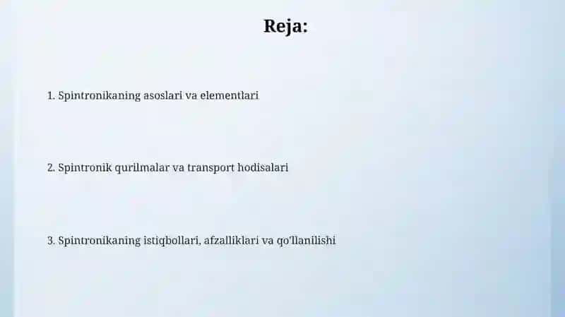 Spinli elektronika va uning elementlari 2
