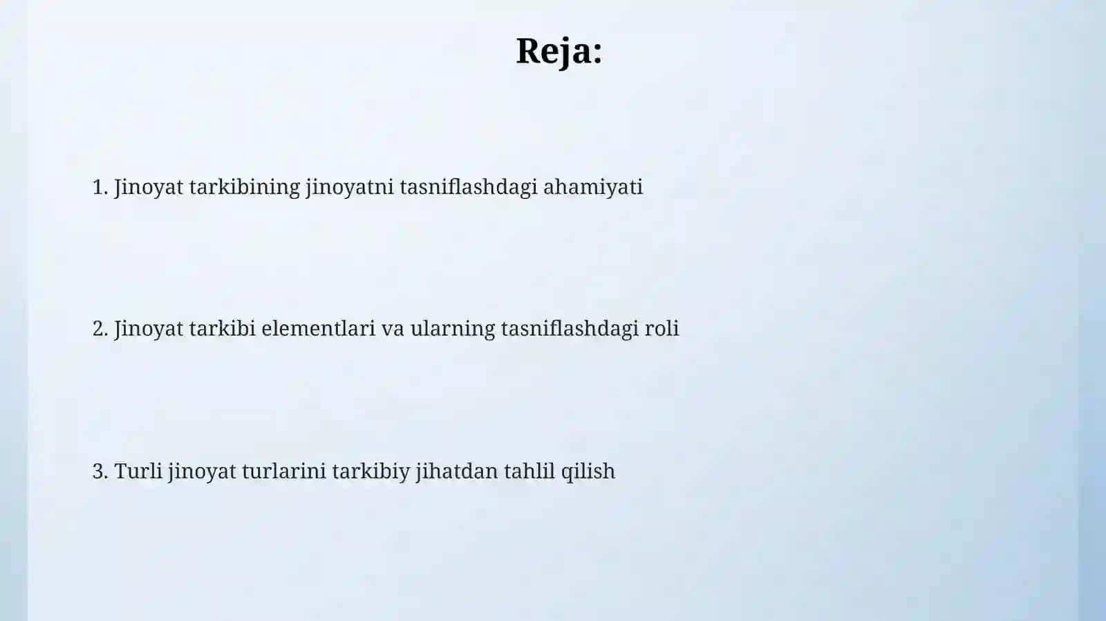 Jinoyat tarkibining jinoyatni tasniflashdagi ahamiyati 2
