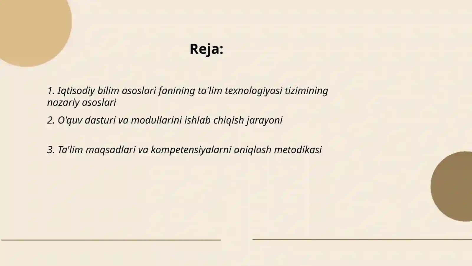 Iqtisodiy bilim asoslari o'qitish metodikasi fanini o'qitish tehnologiyasi tizimli komponentlari ishlab chiqarish va amalga oshirish prasesual tuzilishi 2