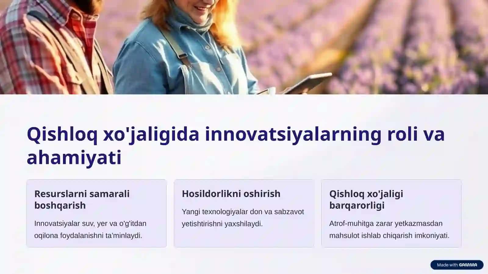 Qishloq xo'jaligi va qayta ishlash sohalarida innovatsion texnologiyalarni qo'llashning samarasi 2