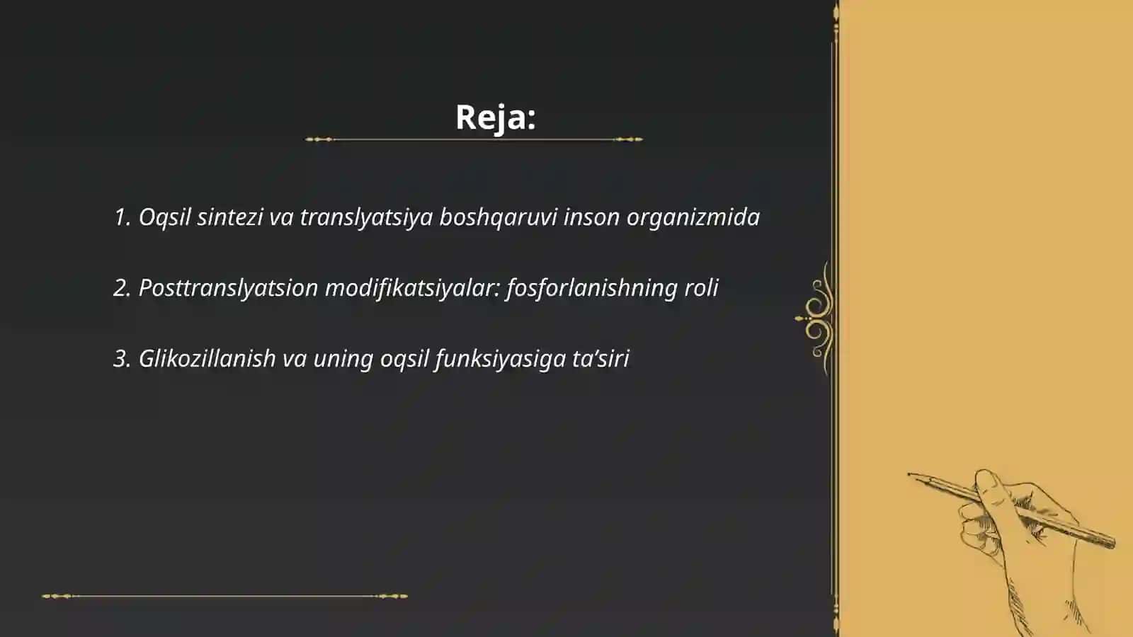 Oqsillarning biokimyoviy oʻzgarishi 2