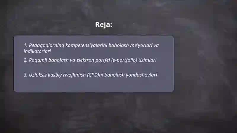Pedagoglarning kasbiy rivojlanishini baholashga doir yetakchi tendensiyalar 2