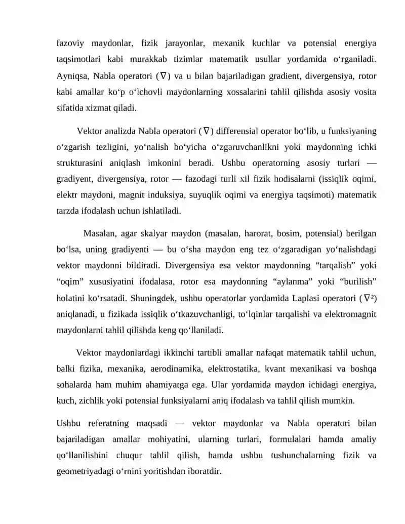 Nabla operatori va vektor analiz 2