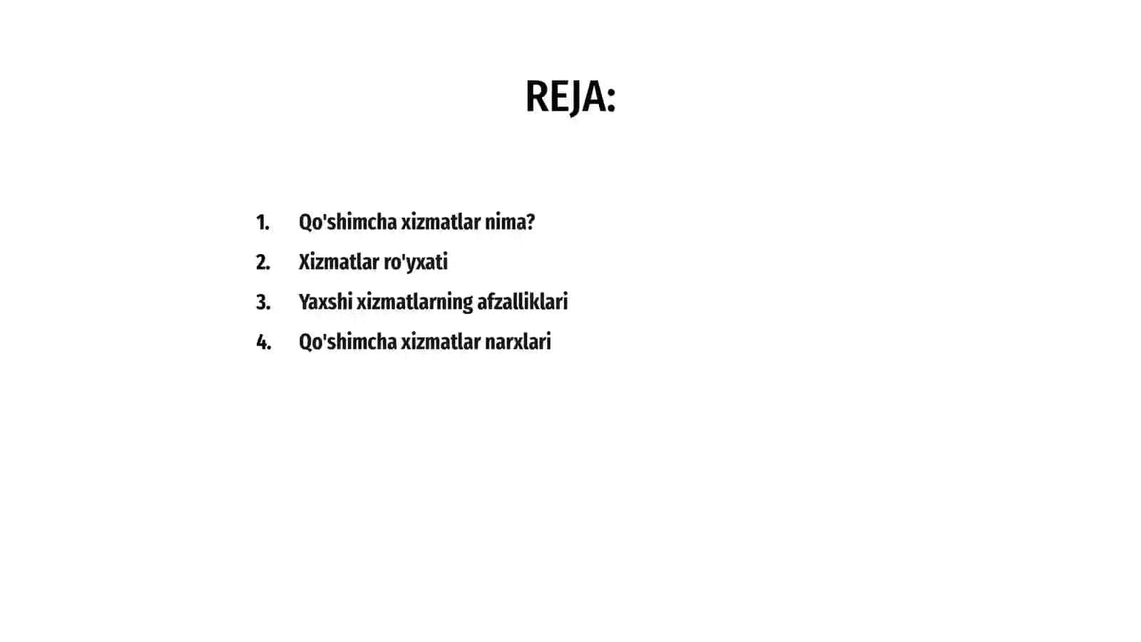 Qo'shimcha xizmatlar 2