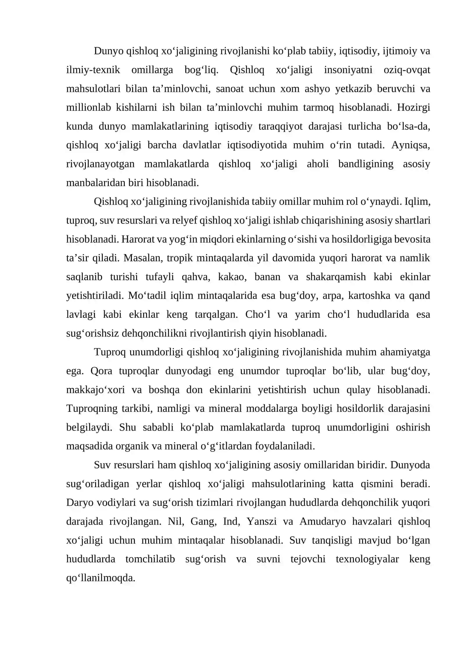 DUNYO QISHLOQ XOʻJALIGI GEOGRAFIYASI 2