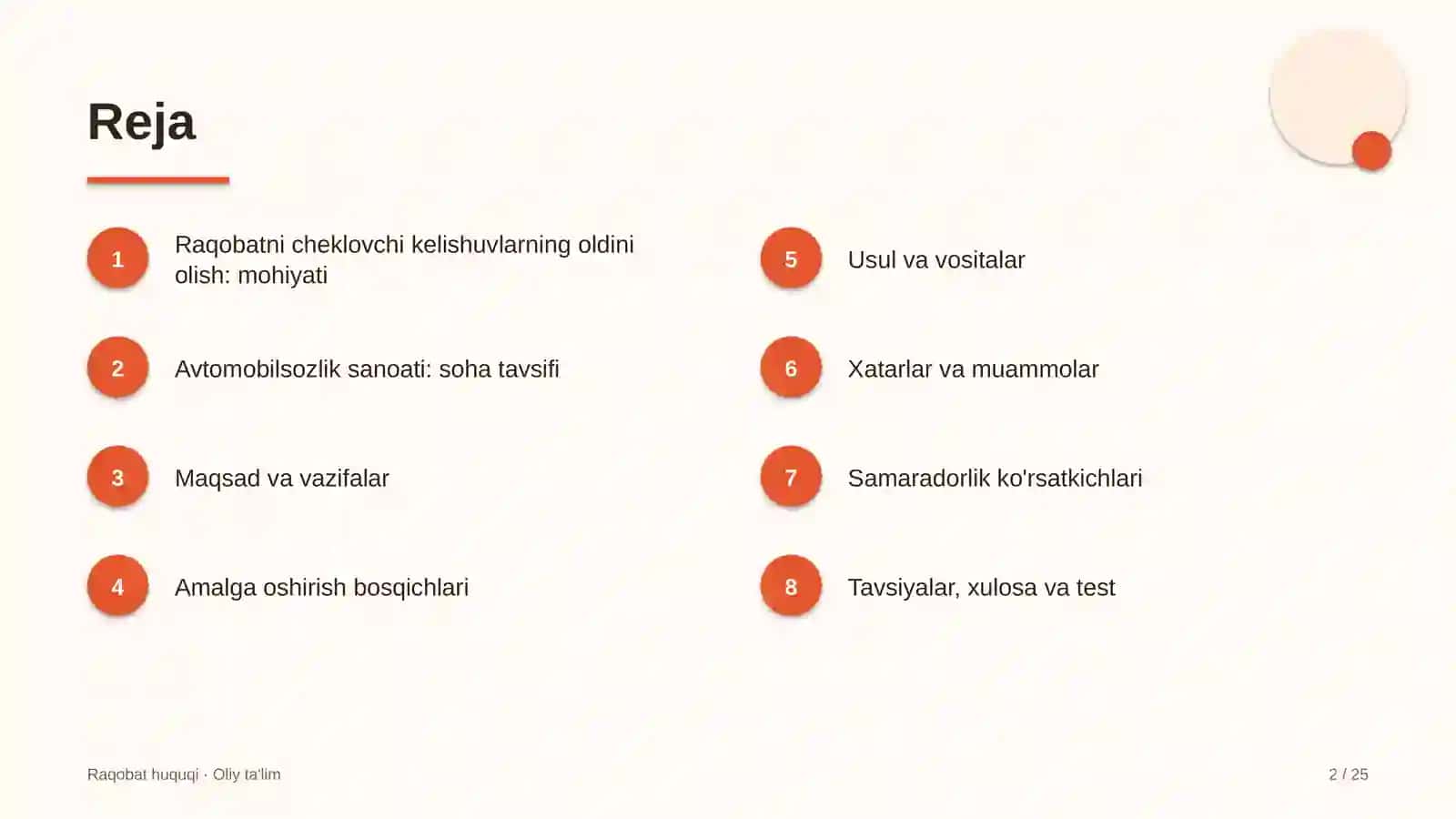 Avtomobilsozlik sanoatida raqobatni cheklovchi kelishuvlarning oldini olish 2