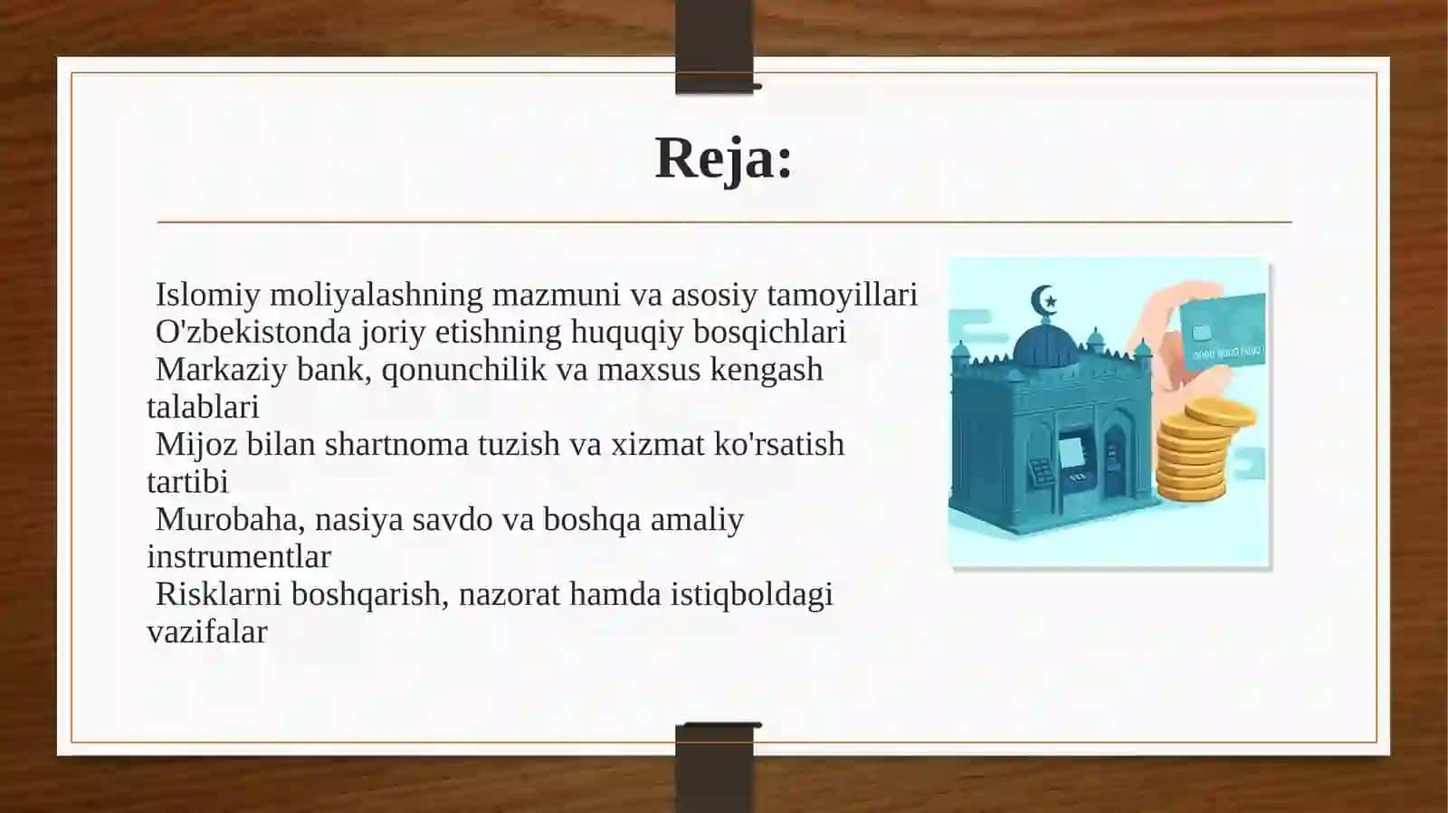 Islomiy moliyalashni joriy etilishi tartiblari 2