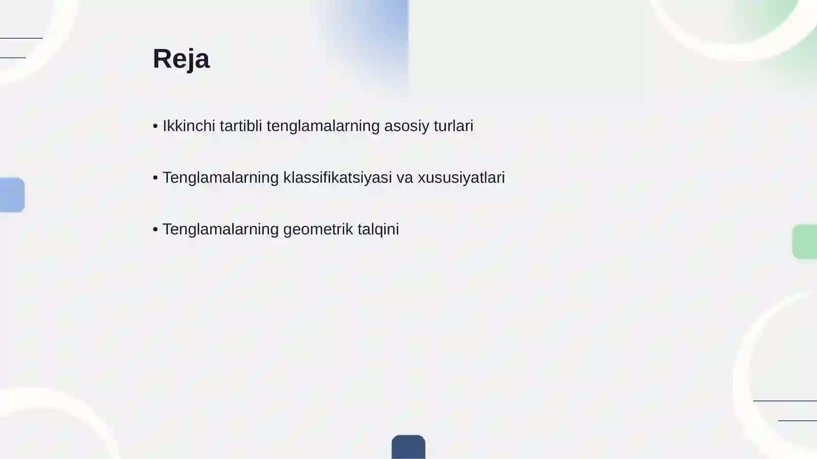 Ikkinchi tartibli kóp ózgaruvchili tenglamalarning tiplarini aniqlash 2