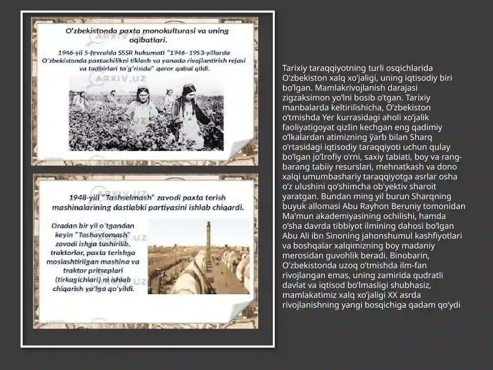 Qishloqxo'jaligi va sanoat sohasidagi o'zgarishlar 2