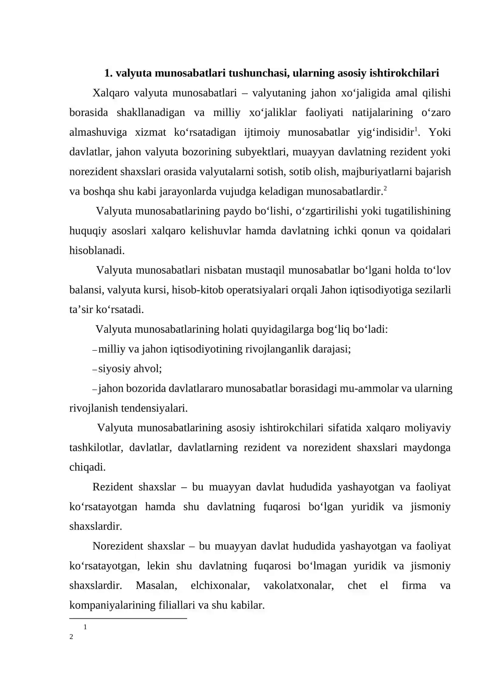 Valyuta munosabatlari va valyuta tizimi 2