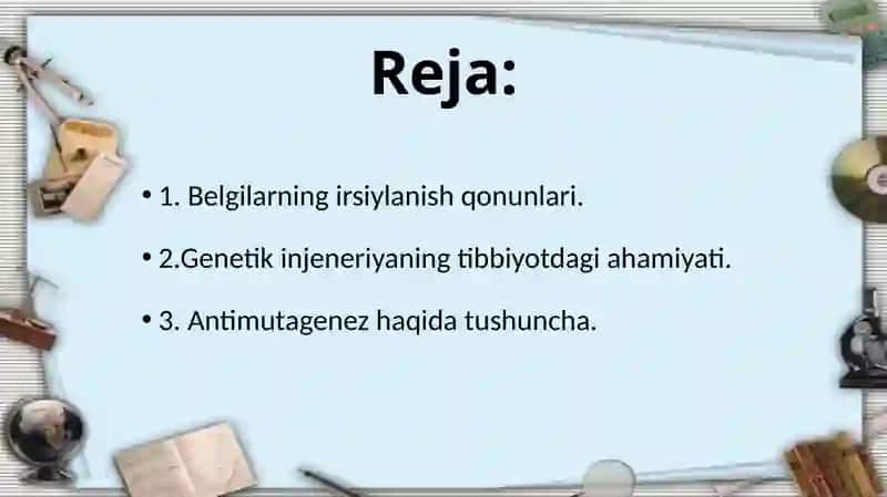 Belgilarning irsiylanish qonunlari. Irsiyat qonunlari. Genetik injeneriyaning tibbiyotdagi ro’li. An 2