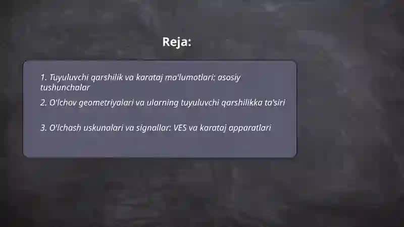 Tuyuluvchi qarshilik karataj ma'lumotlarini talqin qilish uslubiyati 2