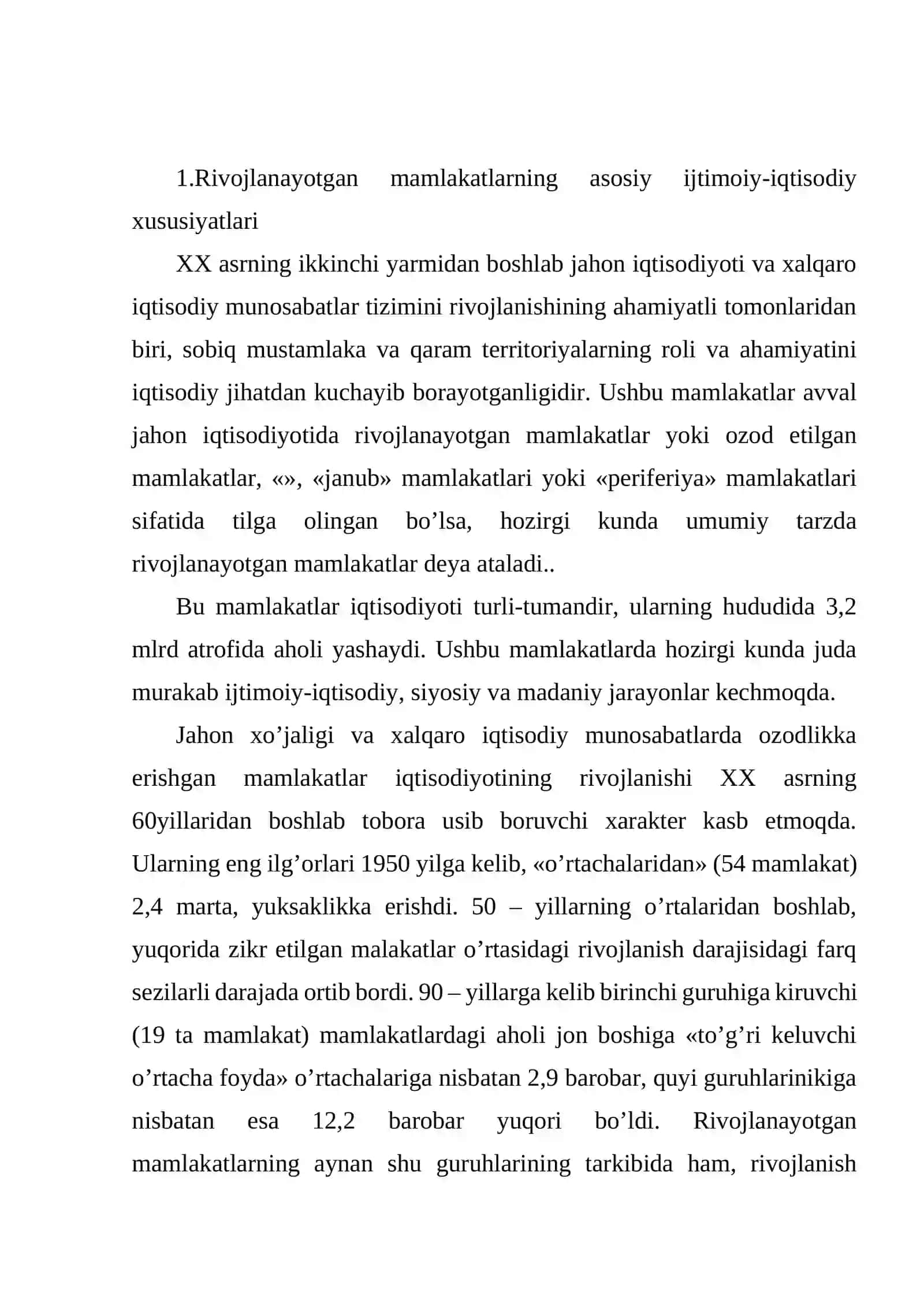 Rivojlanayotgan mamlakatlarning sanoatlashtirish modellari 2