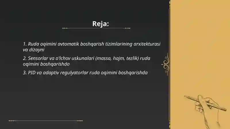 Ruda oqimini avtomatik boshqarish tizimlari 2