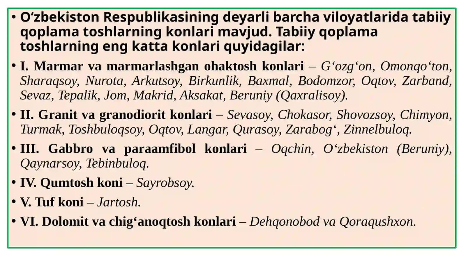 Dekorativ toshlar ning asosiy konlari 2