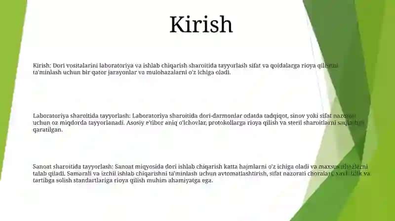 Tоmizg’Ilаrni Lаbоrаtоriya Vа Ishlаb Chiqаrish Shаrоitidа Tаyyorlаshni O’Rgаnish 2