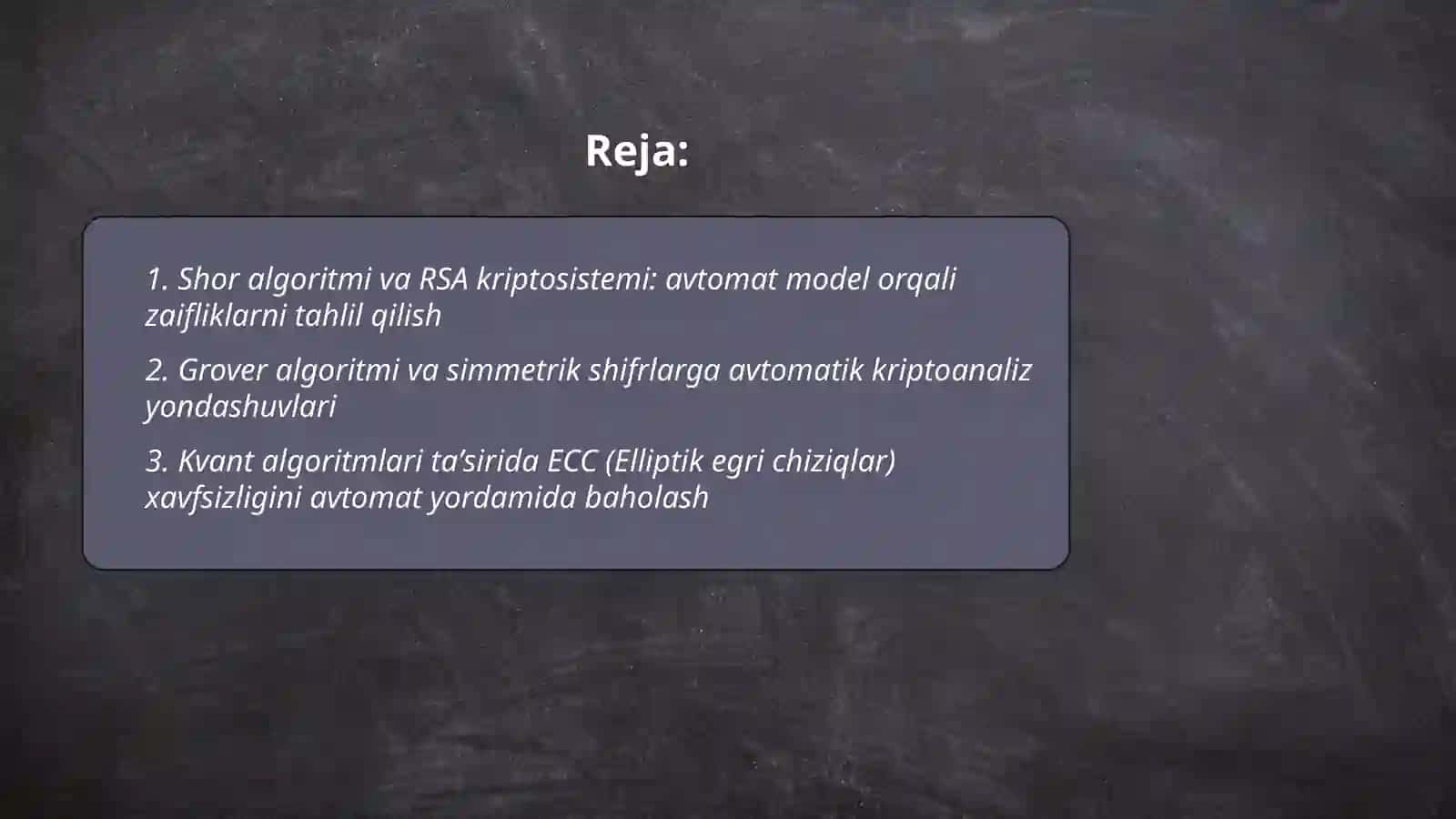 QUANTUM ALGORITMLARINING KLASSIK KRIPTOTIZIMLARGA TAHDIDI, ZAMONAVIY KRIPTOANALIZ USULLARINING AVTOMAT MODELLAR ORQALI TAHLILI 2