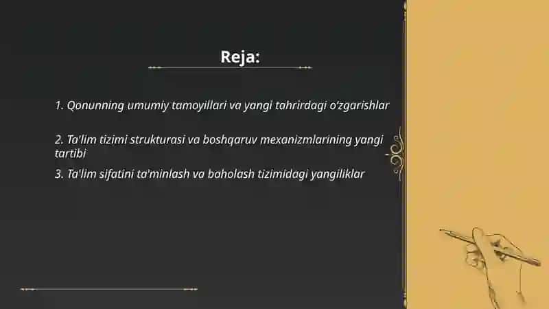 Ta'lim to‘g’risidagi qonunning yangi tahriri va uning mohiyati 2