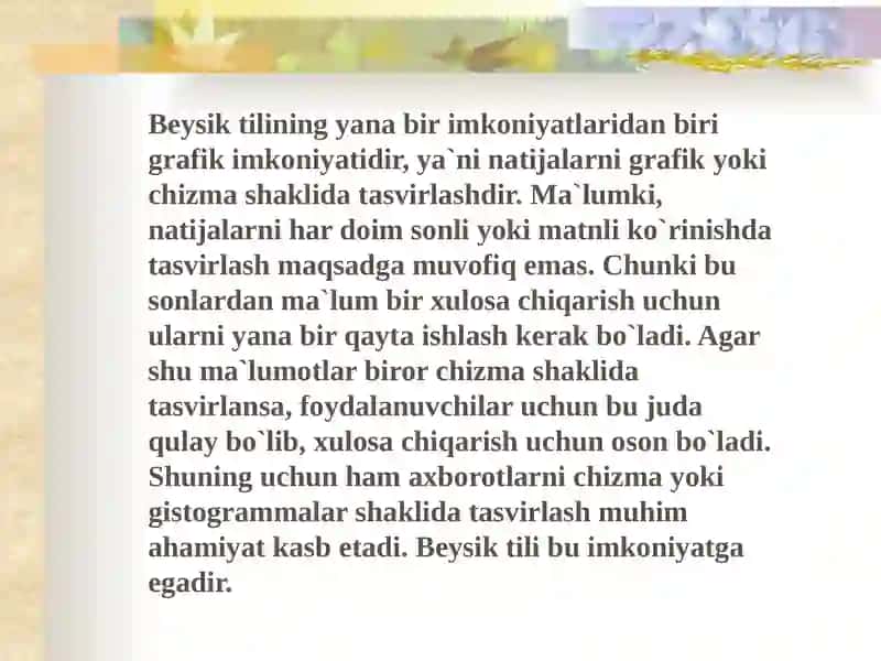 SATRIY KATTALIKLAR BILAN ISHLASH 2
