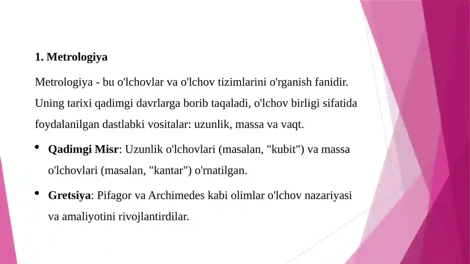 Metrologiya, standartlash va sertifikatsiya fanining rivojlantirish tarixi 2