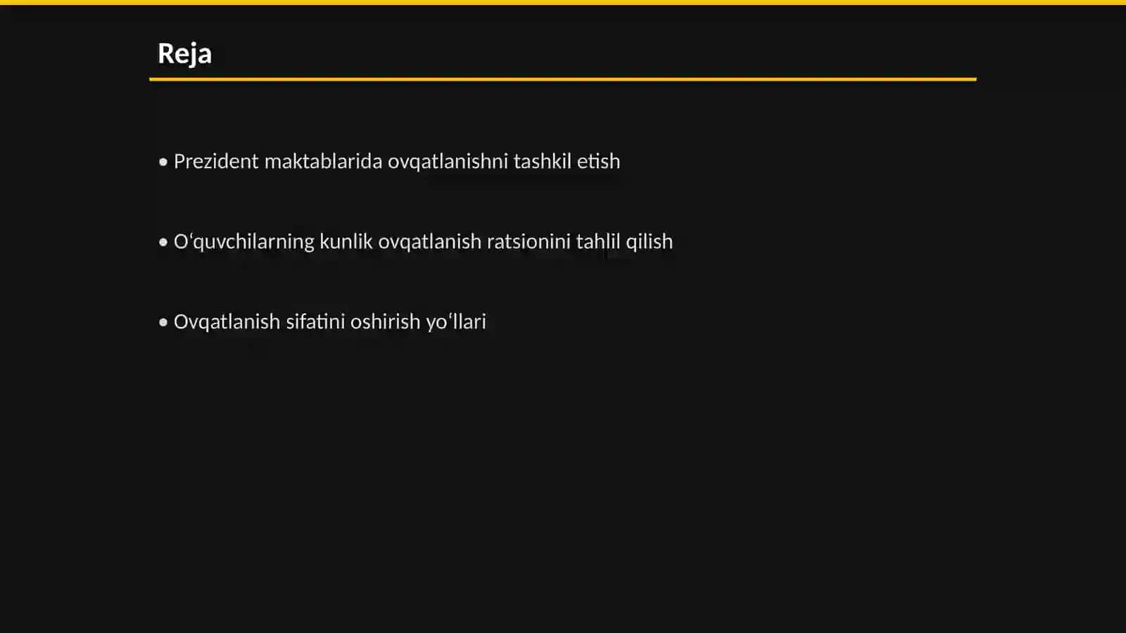 Prezident maktablarida ovqatlanishni tahlil qilish 2