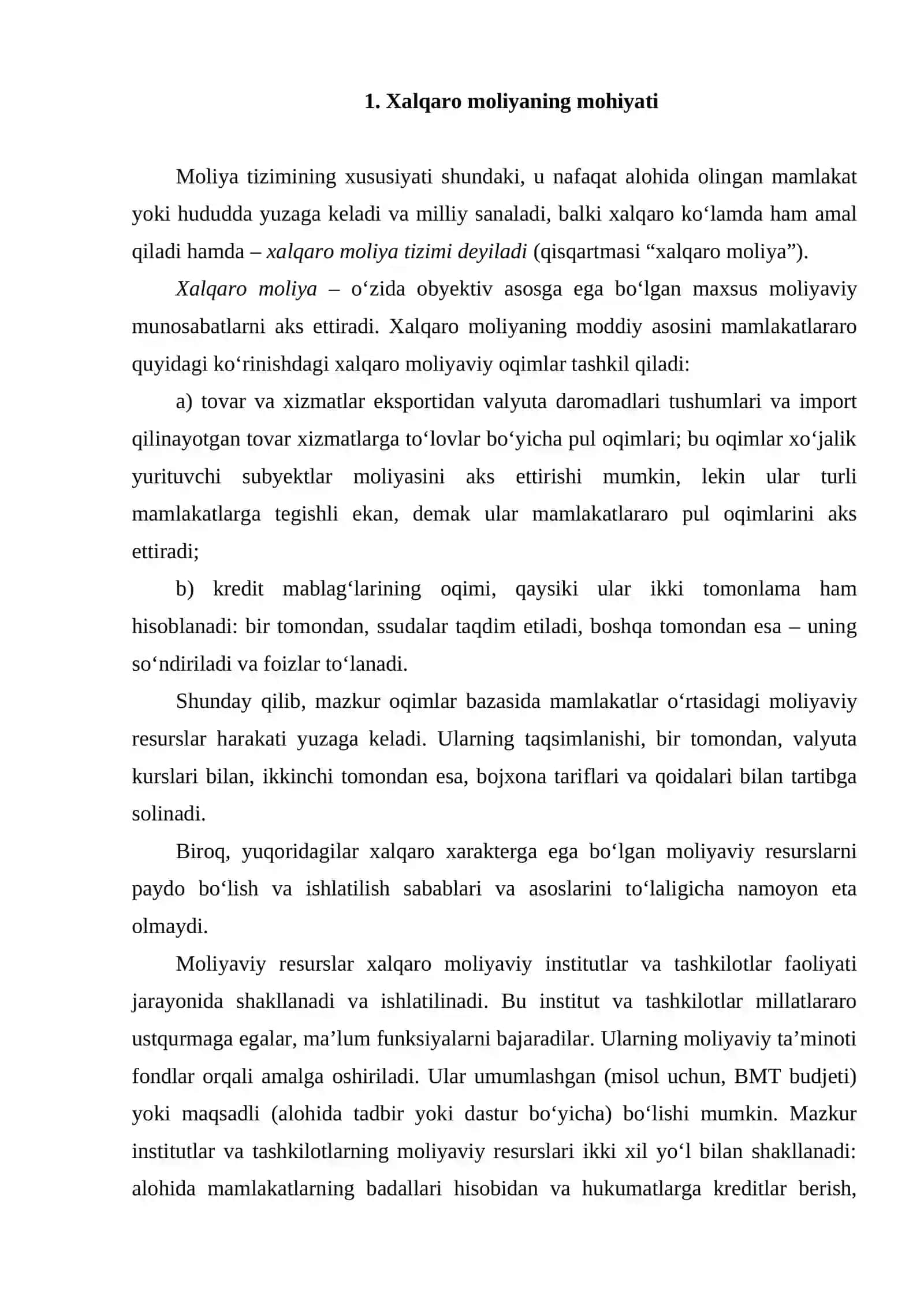 Xalqaro moliya va uning jahon taraqqiyotida tutgan o`rni 2