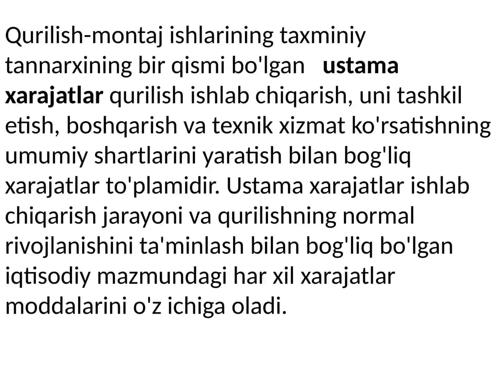 Qurilish qiymatining umumlashtirilgan smeta hisob-kitobi 2