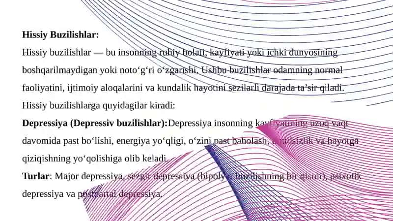 Hissiy Buzilishlar 2
