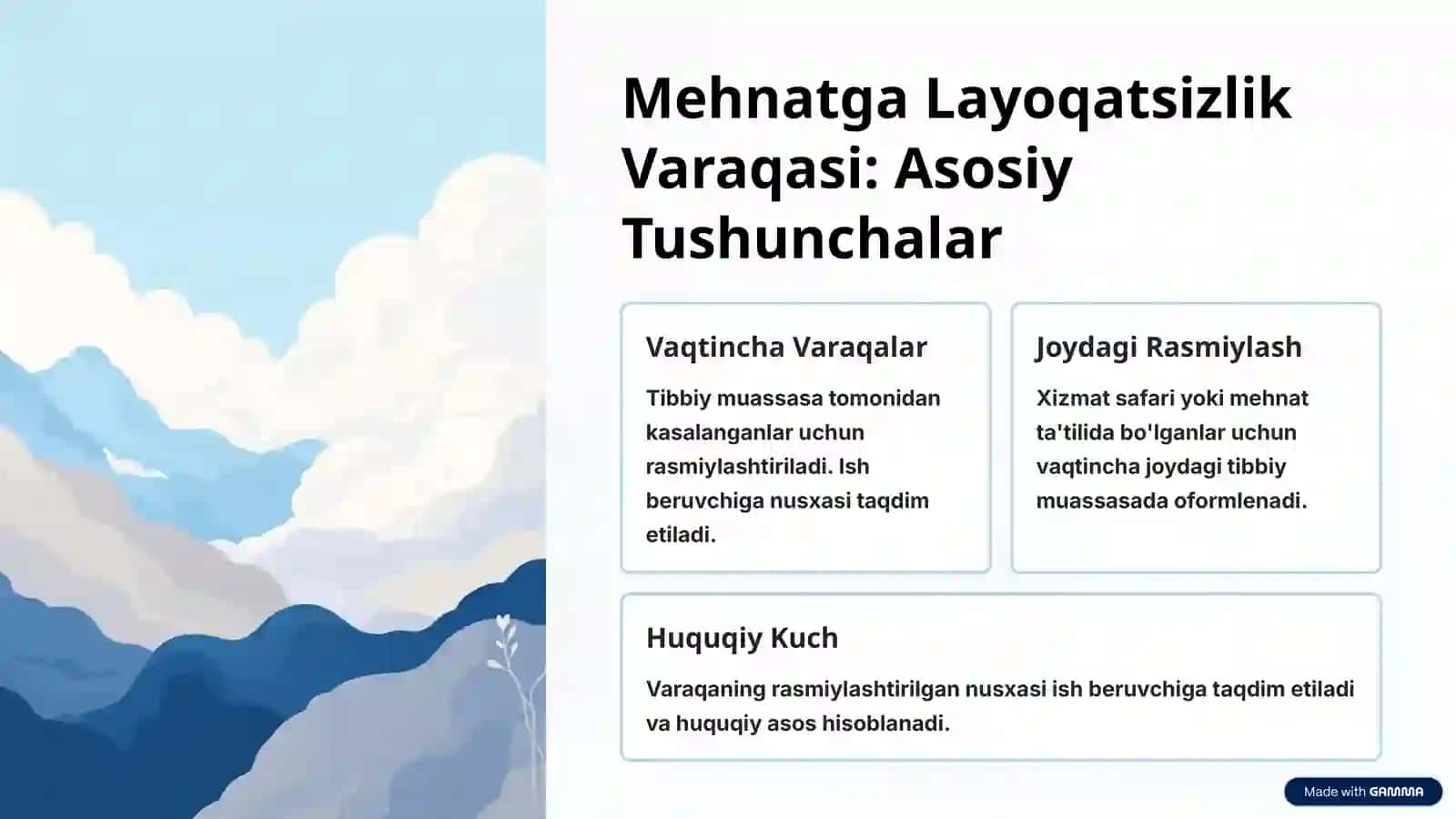 Vaqtinchalik va Turg'un Holatdagi Mehnatga Layoqatsizlikning Shifokorlik Ekspertizasini Tashkil Etish 2