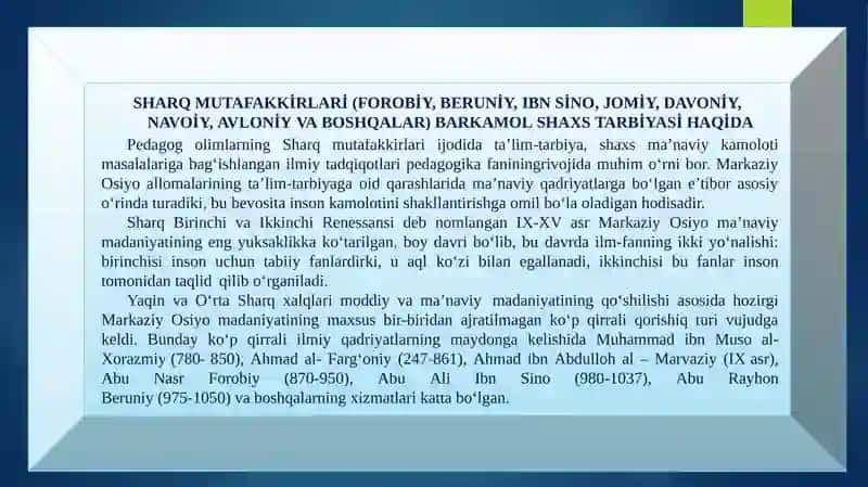 SHARQ MUTAFAKKİRLARİNİNG TA’LİM-TARBİYA VA KASB-HUNAR HAQİDAGİQARASHLARİ 2