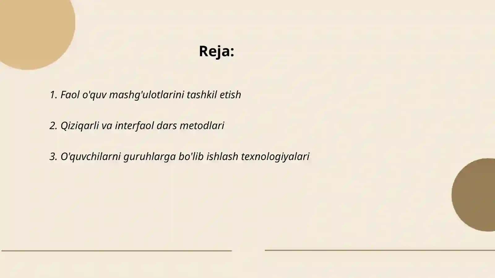 Faol O'quv Mashg'ulotlari va Texnologiyalari 2