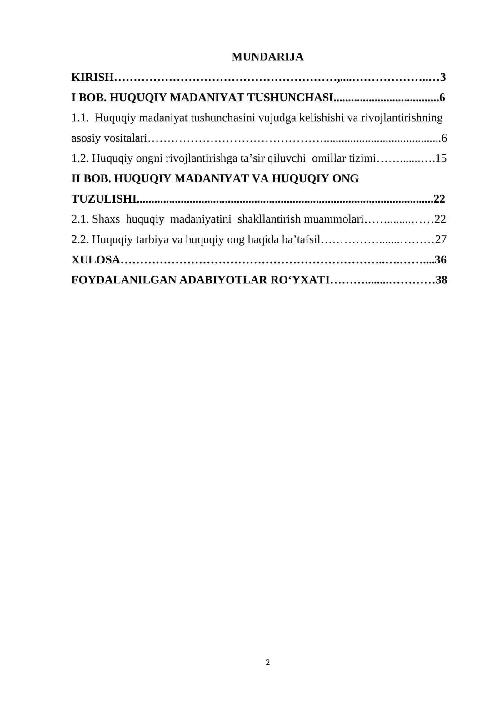 HUQUQIY MADANIYAT TUSHUNCHASI, TUZULISHI,  DARAJALARI 2