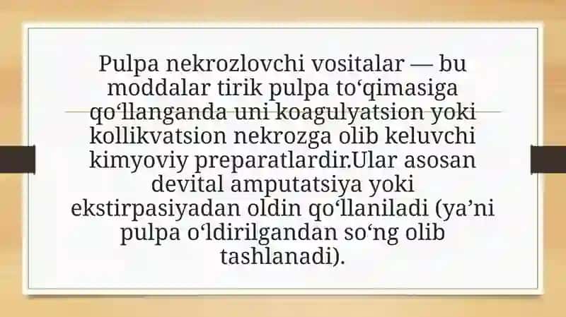 Pulpa nekrozlovchi vositalar 2