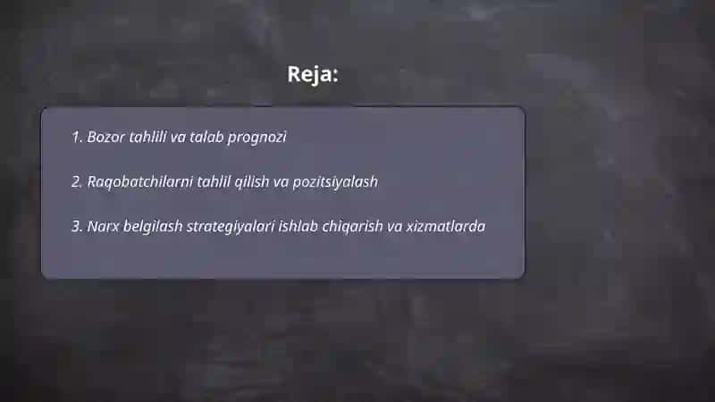 Bozor tahlil va talab prognozi 2