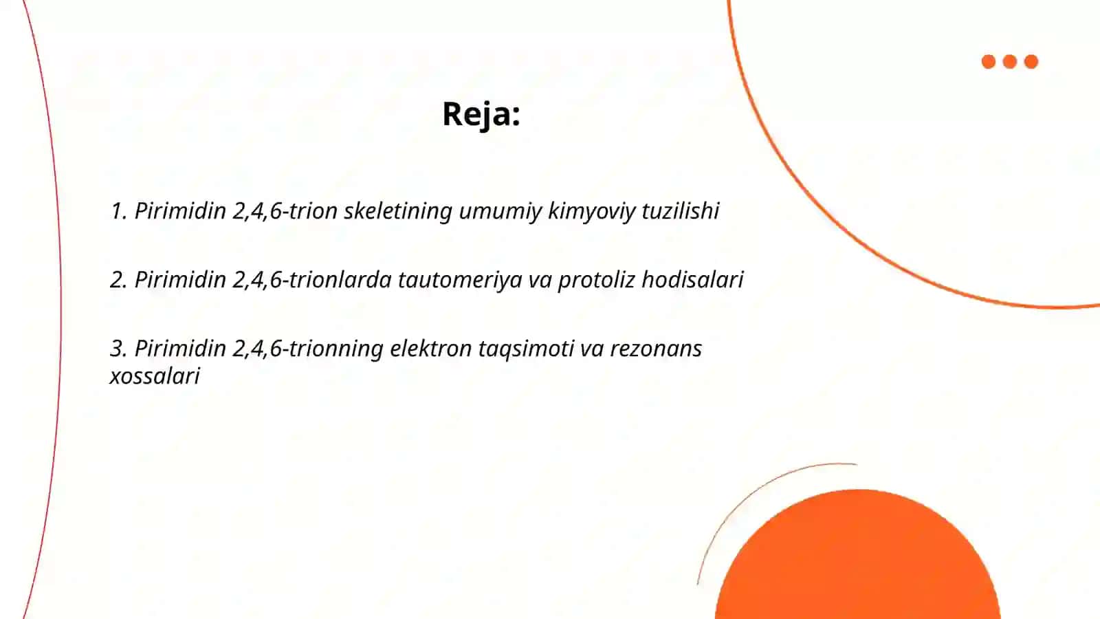 Pirimidin 2.4.6 trion hosilalari kimyoviy tuzilishi va farmakologik ta'siri 2
