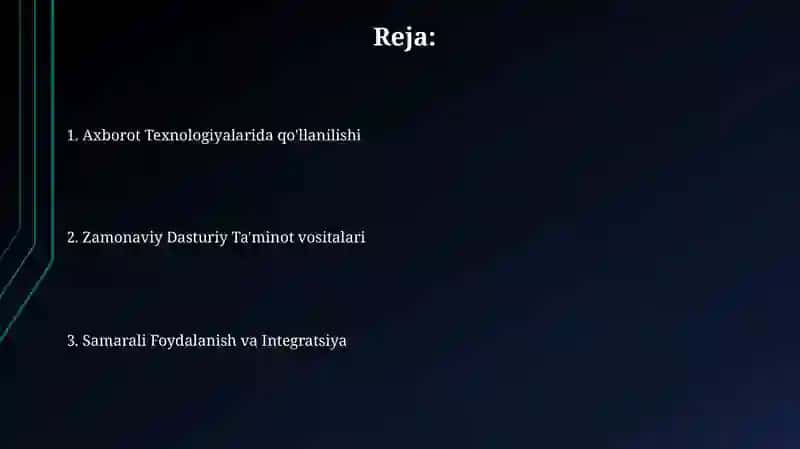 Zamonaviy dasturiy vositalar bilan ishlash axborot texnologiyalari 2