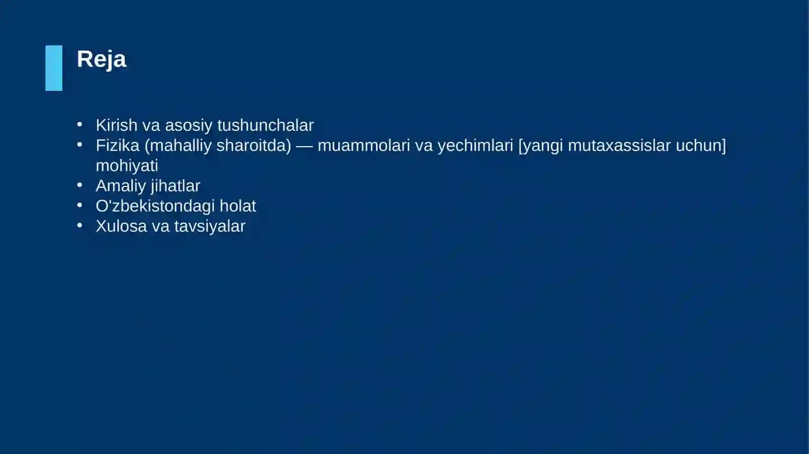 Fizika (mahalliy sharoitda) — muammolari va yechimlari [yangi mutaxassislar uchun] 2