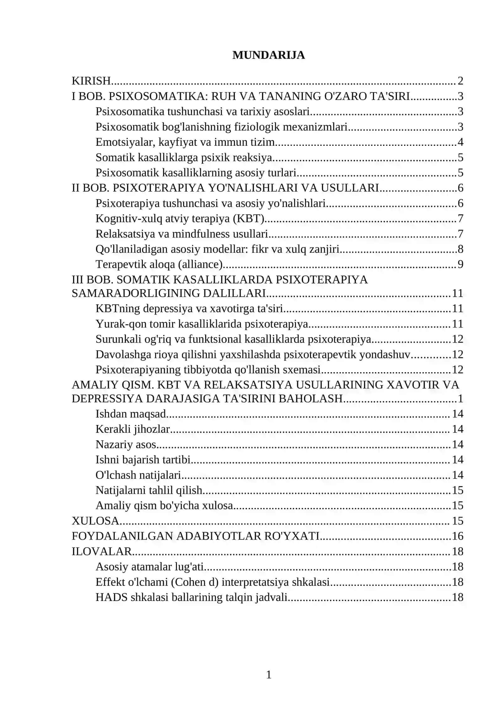 SOMATIK KASALLIKLARDA PSIXOTERAPIYANING SAMARADORLIGI 2