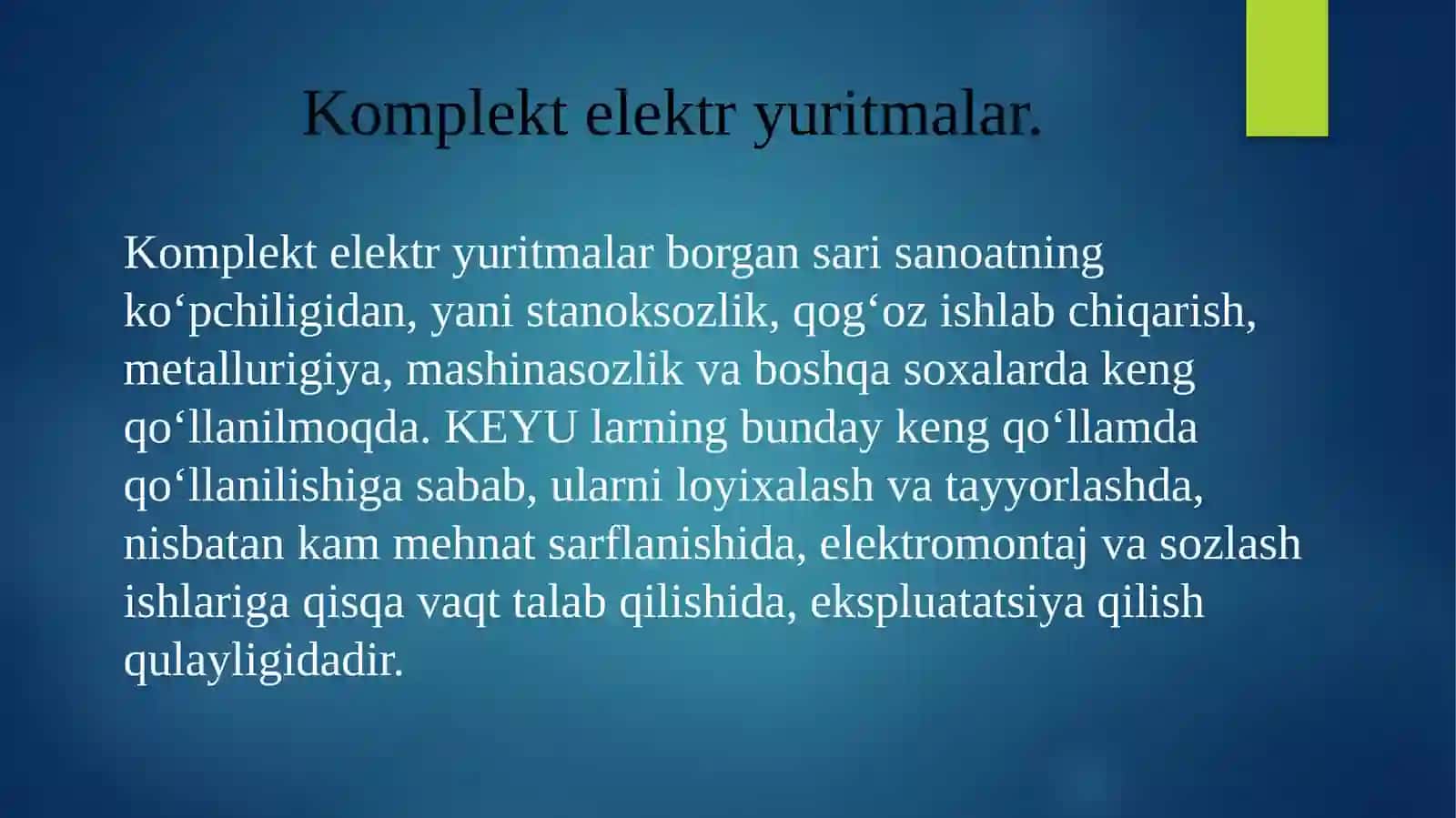 Komplekt elektr yuritma ish rejimlari 2