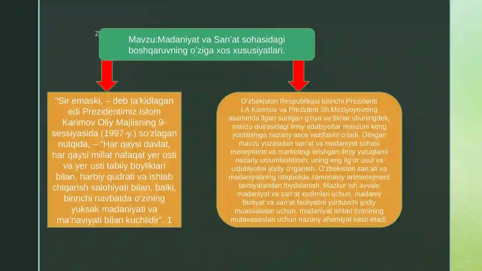 Madaniyat va San’at sohasidagi boshqaruvning o’ziga xos xususiyatlari 2