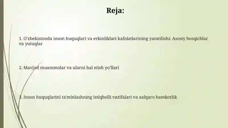 O'zbekistondagi inson huquqlari va erkinliklarini yaratilishi 2