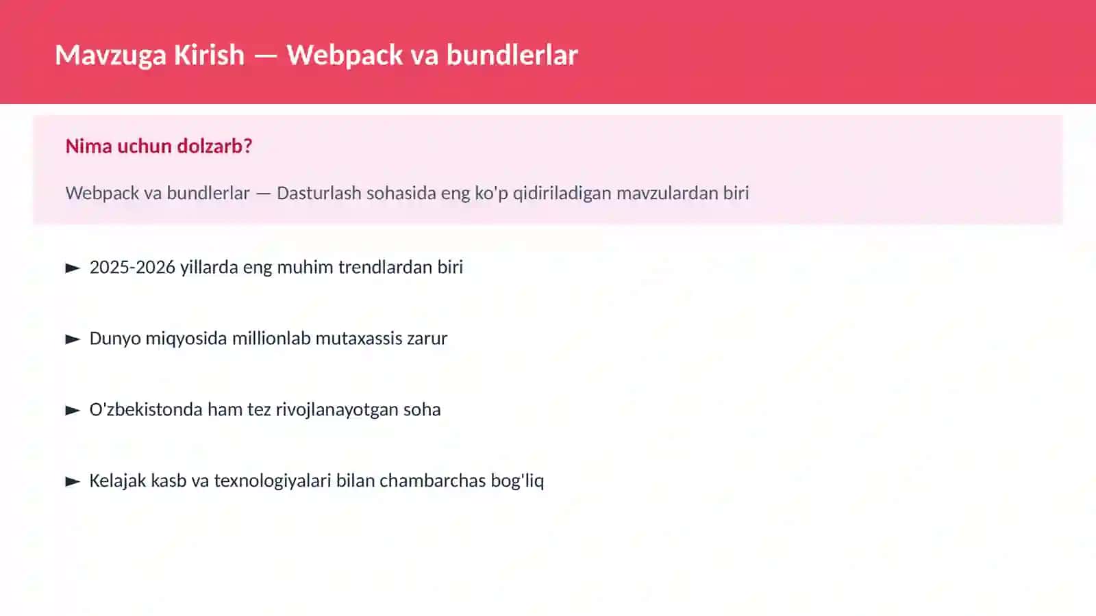 Webpack va bundlerlar 2