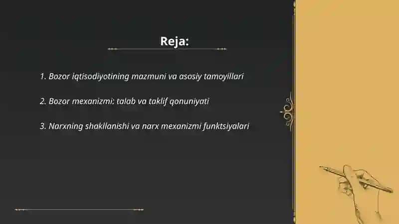 Bozor iqtisodiyotining mazmuni va amal qilishi 2