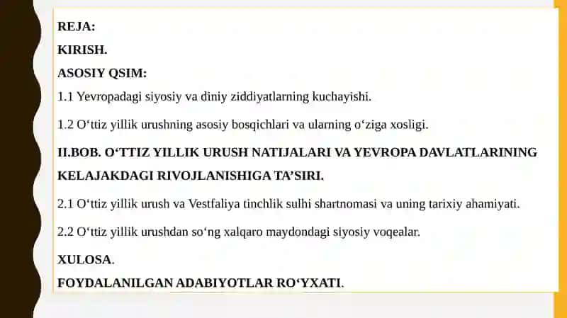 O‘TTIZ YILLIK URUSH 2