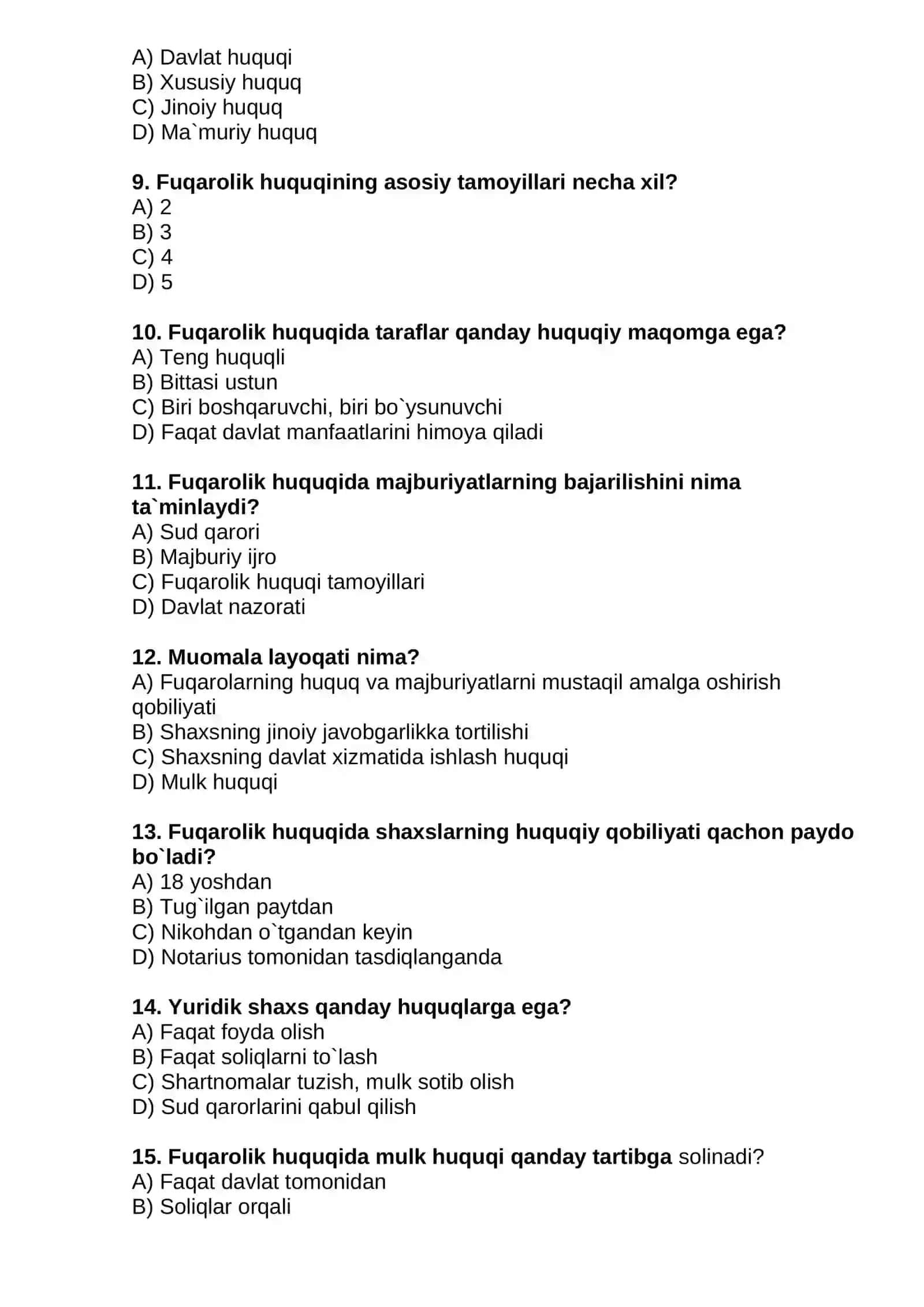 Fuqarolik huquqi: tushunchasi, predmeti, tamoyillari va tizimi 2