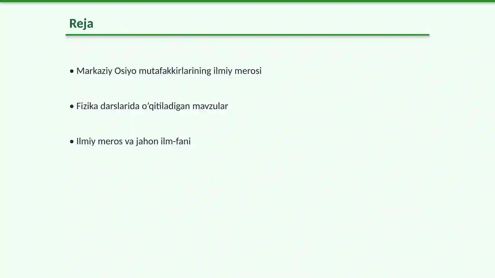 Markaziy Osiyo mutafakkirlarining tabiiy fanlarga qo’shgan hissasini fizika 2