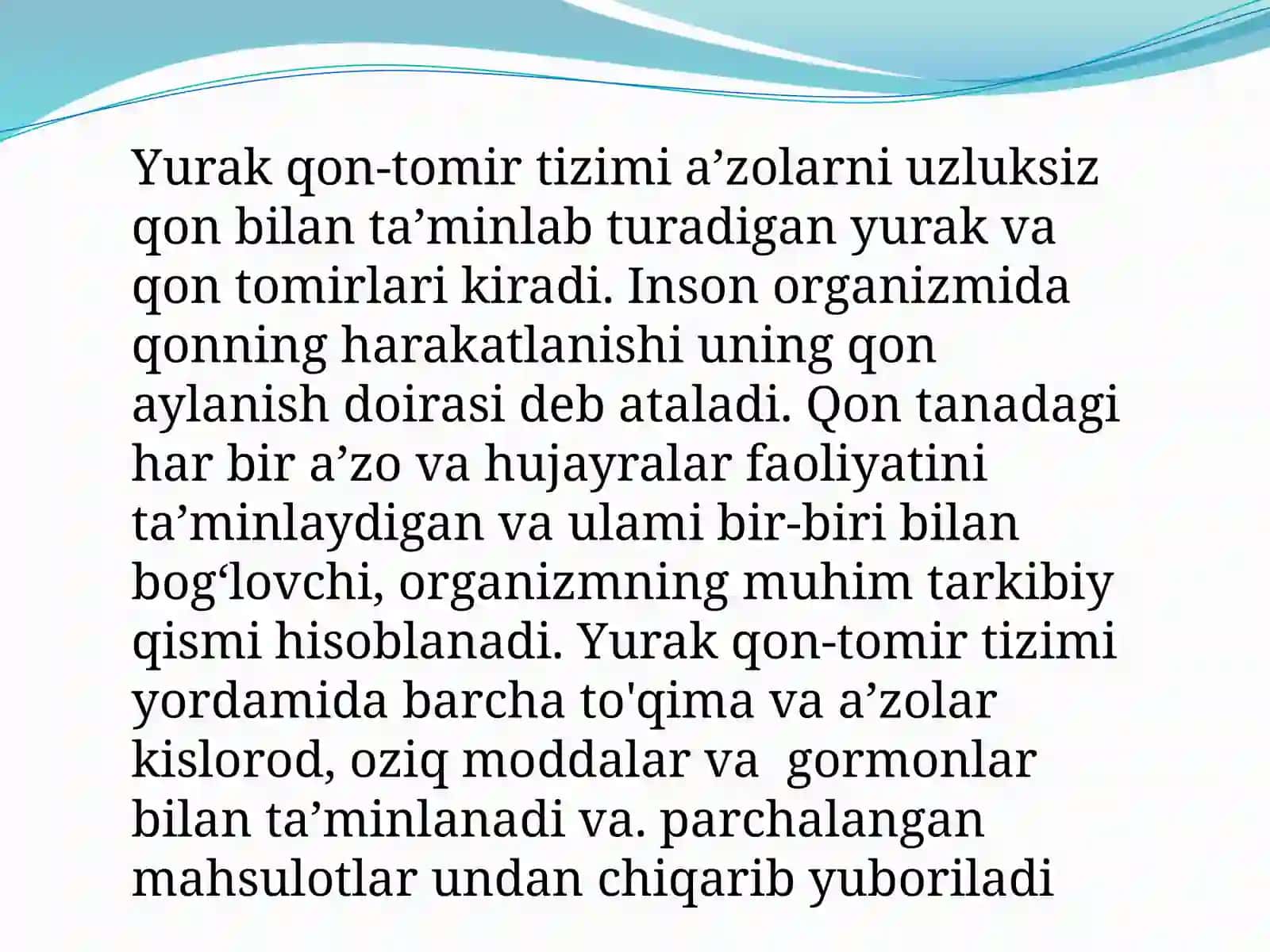 Yurakqon-tomir tizimi anatomo-fiziologik xususiyatlari 2